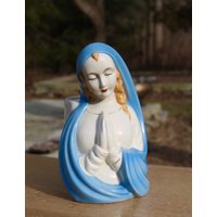 Keramik Betende Mary Figur Pflanzgefäß Hochwertiges Kunstwerk Schöne Farbtöne Mit Intensiver Glasur Religiös Christlich Spirituell von curioscity