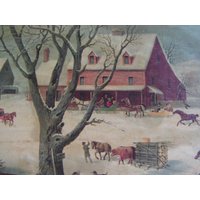 Primitive Volkskunst Decoupage - Winter Im Land Schlitten Ankunft Inn Cottage Chic Weihnachts-Wand-Kunst Primitive Volkskunst Decoupage - Winter Im Land Schlitten Ankunft Inn Cottage Chic Weihnachts-Wand-Kunst von curioscity