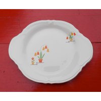 Vintage Edwin Knowles Porzellan-Servierplatte Made in Usa Markiert 45-2 Topfpflanzendekor 1940Er Jahre Vintage Edwin Knowles Porzellan-Servierplatte Made in Usa Markiert 45-2 Topfpflanzendekor 1940Er Jahre von curioscity