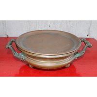 Vintage Kupfer Chafing Schale Verzierte Griffe Ende 1800Er Jahre Markiert Jo Double Auf Dem Boden Country Kitchen Servieren Wärmendes Display Vintage Kupfer Chafing Schale Verzierte Griffe Ende 1800Er Jahre Markiert Jo Double Auf Dem Boden Country Kitchen Servieren Wärmendes Display von curioscity