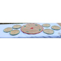stroh Gewebt Hot Mat Und Sechs Untersetzer Landhaus Küche Home Decor Veranda Terrasse Picknick stroh Gewebt Hot Mat Und Sechs Untersetzer Landhaus Küche Home Decor Veranda Terrasse Picknick von curioscity