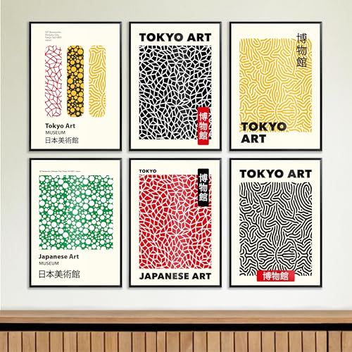 6 X Premium Japanese Tokyo Poster-Set | 29,7 x 21cm | DIN-A4 | Kunstdruck, Vintage Wandkunst, Plakate für Wand im Wohnzimmer, Schlafzimmer | Aesthetic, Minimal Wandbilder | 240g/m2 | OHNE RAHMEN von customlace