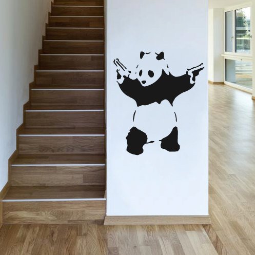 Customwallsdesign Wandaufkleber, Motiv Banksy Panda mit Waffen von customwallsdesign