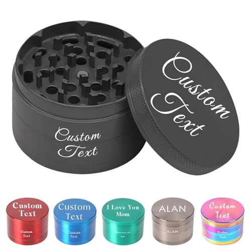 Custom Name Herb Grinders, Engrave Text Grinder for Dry Herb Portable Zinc Alloy Metal 4 Pieces Grinder 1.6/2.0/2.2/2.5/3.0 Inches von custyoulife
