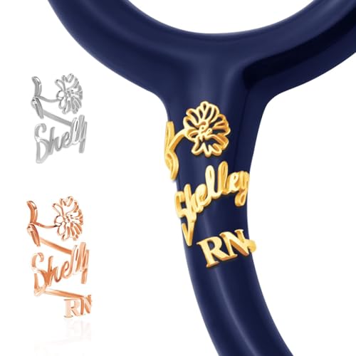 Personalisierte Stethoskop Name Tag benutzerdefinierte Stethoskop ID Charm Zubehör für Krankenschwester Arzt Tierarzt, Edelstahl graviert Stethoskop ID Tag für medizinische (Blume) von custyoulife