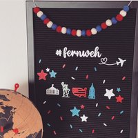 Schriftzug #fernweh Mit Flugzeug Herz Icon Letterboard von cutedesignshopde