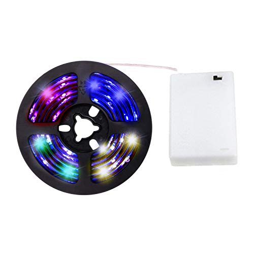 cuzile Akku betriebene Lichter RGB Strip 100 cm 33 in. + Batterie box + Mini Controller, batteriebetrieben, Multi Farbe 5050 von cuzile