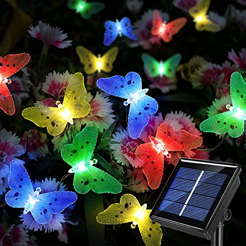 cuzile Außen Solar Licht Garten, wasserdicht 20 PCS Faser Schmetterling geformte Solar Powered Lichterkette für Weihnachten, Baum, Haus, Urlaub, Zaun, Hof, Hochzeit, Patio-Party von cuzile