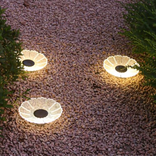 cuzile Solar Bodenleuchte für Garten LED Solarleuchten Acryl Außenleuchte Wasserdicht Gartenleuchte für außen Rasen Auffahrt Gehweg Patio GardenWarmweiß 1 Stk von cuzile