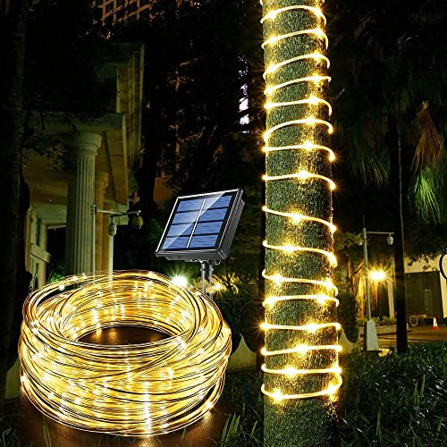 cuzile Solar Lichterkette Außen, Wasserdicht LED Außenlichterkette Schlauch, 7m 50 LED Beleuchtung für Garten, Balkon, Pavillon, Terrasse, Rasen, Zaun, Hochzeit, Party Deko (Warmweiß) von cuzile