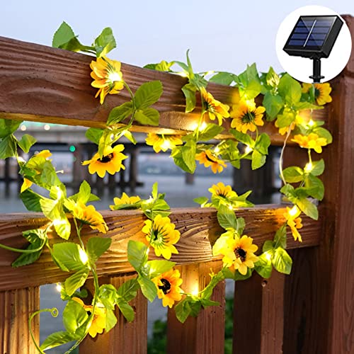 cuzile Solar Sonnenblumen Lichter, wasserdichte 5M 50LED Sonnenblumen Solar Fee String Lichter für Indoor Outdoor Weihnachten Hochzeit Party Garten Urlaub Landschaft Beleuchtung Dekoration Warmweiß von cuzile