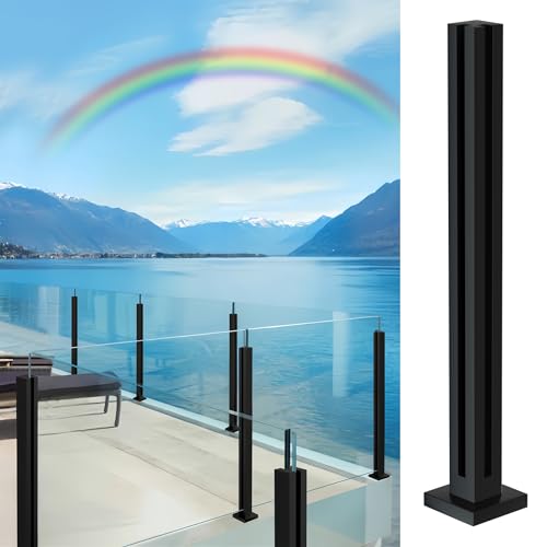 Cvter GlasGeländerpfosten, 65 cm – Glasklemme aus Edelstahl für 0,8–1,2 cm dickes, Balkongeländer glas für Stufen, Garten, Terrasse, Treppe, Schwarz von cvter