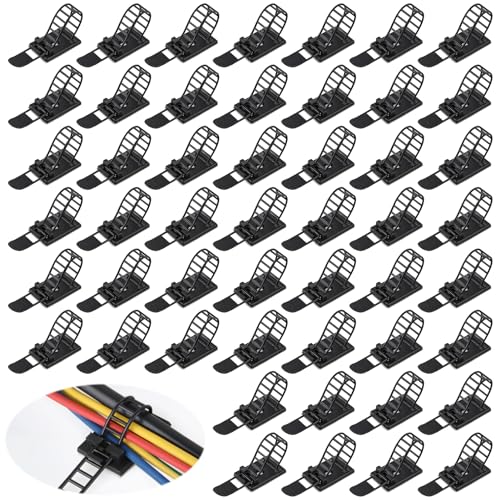 50 Stück Kabelclips Kabelklemmen Schwarz Professionelle Selbstklebend als Kabelführung Nylon Verschiedene Größen Super Haltbar Selbsthemmend Kabelbinder, für Heim und Büro von cxxtkcxxlc