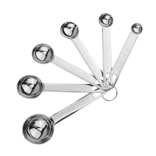 6-Teiliges Messlöffel Set Edelstahl, Teelöffel Messlöffel, Messlöffel Gramm, Measuring Spoons für Backen und Kochen (1/8 Tsp bis 1 Tbls) von cxxtkcxxlc