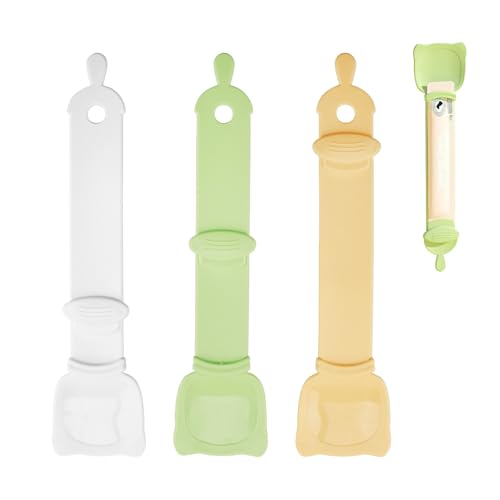 cxxtkcxxlc 3 Stück Löffel Katzenfutter Löffel, Katzenstreifen Quetschlöffel Feeder, Ideal für Flüssignahrung, Snacks und Katzenriegel(Grün, Gelb und Weiß) von cxxtkcxxlc
