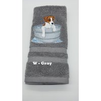 Jack Russel - Bestickte Handtücher Wählen Sie Die Farbe Des Handtuchs Bestellen Eines Oder Mehrere Verziertes Handtuch Badezimmerdekor von cybergeeks2