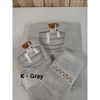 Jack Russell in Washtub Bestickte Handtücher - Wählen Sie Die Größe Und Handtuchfarbe Badelaken, Badetuch, Handtuch Waschlappen von cybergeeks2