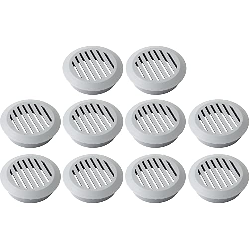 cyclingcolors 10x Lüftungsgitter abluftgitter außengitter rund Gesamt 60 mm innen 50 mm kunststoff luftrosette perforiert flach, Grau von cyclingcolors