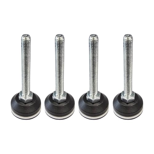 cyclingcolors 4X Stellfuß Stellteller Justierfüße mit Teflongleiter Verstellschraube Höhenversteller Möbelwerkzeuge Tisch Büro Gemeinschaft Freizeit Möbelfüße Standfuß, M10x60mm von cyclingcolors