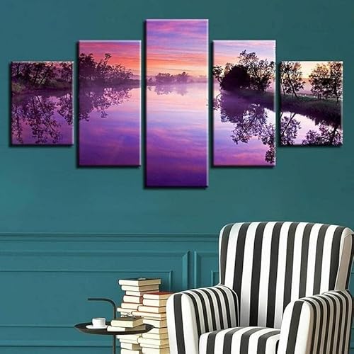 cyongshan Kunst-3D-Leinwanddruck Wandkunst 5Stück mit Rahmen Leinwand Bild Moderne Malerei Kunst Foto mit Premium-Set Wohnzimmer Schlafzimmer Geschenke Heimdekoration Kunstwerke hängen150cmx100cm von cyongshan
