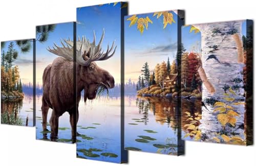 cyongshan Kunst-Leinwand Wand Kunst Poster Bild 5Platten Wanddekoration Design Mikro-Spritz-Technik Druck Malerei Foto Wohnzimmer Schlafzimmer Mode Sets Heimdekoration Kunstwerke150cmx100cm Rahmen von cyongshan