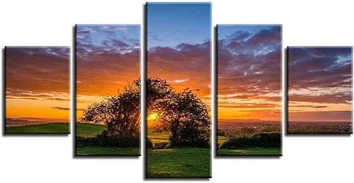 cyongshan Kunst-Leinwand Wand Kunst Poster Bild 5Platten Wanddekoration Design Mikro-Spritz-Technik Druck Malerei Foto Wohnzimmer Schlafzimmer Mode Sets Heimdekoration Kunstwerke150cmx100cm Rahmen von cyongshan