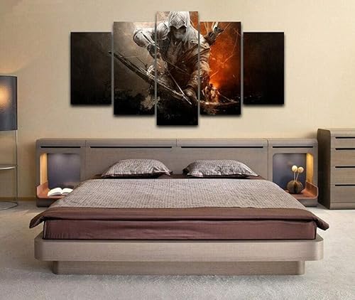 cyongshan Kunst-Leinwand Wand Kunst Poster Bild 5Platten Wanddekoration Design Mikro-Spritz-Technik Druck Malerei Foto Wohnzimmer Schlafzimmer Mode Sets Heimdekoration Kunstwerke150cmx100cm Rahmen von cyongshan