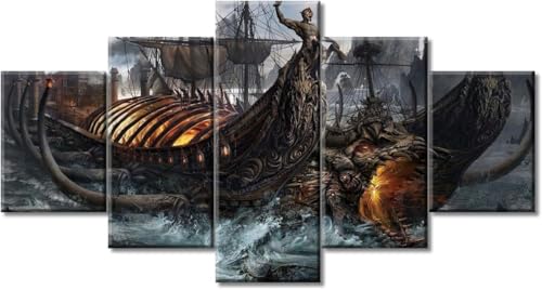 cyongshan Leinwand Kunst Wandmalerei Kunst 3D-Druck Malerei Bild Dekorative Kunst 5 Stück Moderne Mikro-SprayAbstraktes Piratenschiff Poster Foto Wohnzimmer Schlafzimmer Dekoration40 x22 cyongshan Leinwand Kunst Wandmalerei Kunst 3D-Druck Malerei Bild Dekorative Kunst 5 Stück Moderne Mikro-SprayAbstraktes Piratenschiff Poster Foto Wohnzimmer Schlafzimmer Dekoration40 x22 von cyongshan