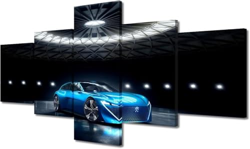 cyongshan Leinwand Kunst Wandmalerei Kunst 3D-Druck Malerei Bild Dekorative Kunst 5 Stück Moderne Mikro-SprayBlauer Sportwagen Poster Foto Wohnzimmer Schlafzimmer Dekoration40 x22 von cyongshan