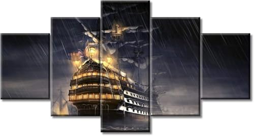 cyongshan Leinwand Kunst Wandmalerei Kunst 3D-Druck Malerei Bild Dekorative Kunst 5 Stück Moderne Mikro-SprayHochwertiges Piratenschiff Poster Foto Wohnzimmer Schlafzimmer Dekoration40 x22 cyongshan Leinwand Kunst Wandmalerei Kunst 3D-Druck Malerei Bild Dekorative Kunst 5 Stück Moderne Mikro-SprayHochwertiges Piratenschiff Poster Foto Wohnzimmer Schlafzimmer Dekoration40 x22 von cyongshan