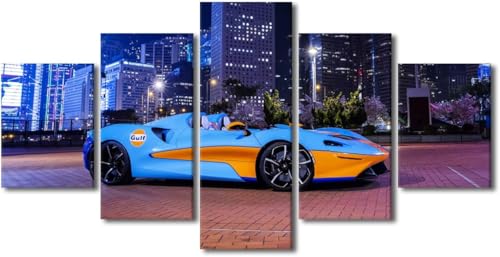 cyongshan Leinwand Kunst Wandmalerei Kunst 3D-Druck Malerei Bild Dekorative Kunst 5 Stück Moderne Mikro-SprayMode Sportwagen Poster Foto Wohnzimmer Schlafzimmer Dekoration40 x22 von cyongshan