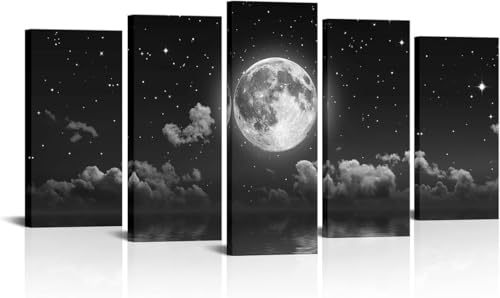 cyongshan Leinwand Kunst Wandmalerei Kunst 3D-Druck Malerei Bild Dekorative Kunst 5 Stück Moderne Mikro-SprayMond Sternennacht Poster Foto Wohnzimmer Schlafzimmer Dekoration40 x22 cyongshan Leinwand Kunst Wandmalerei Kunst 3D-Druck Malerei Bild Dekorative Kunst 5 Stück Moderne Mikro-SprayMond Sternennacht Poster Foto Wohnzimmer Schlafzimmer Dekoration40 x22 von cyongshan