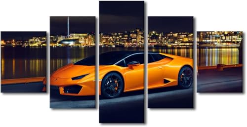 cyongshan Leinwand Kunst Wandmalerei Kunst 3D-Druck Malerei Bild Dekorative Kunst 5 Stück Moderne Mikro-SprayOranger Superwagen Poster Foto Wohnzimmer Schlafzimmer Dekoration40 x22 von cyongshan