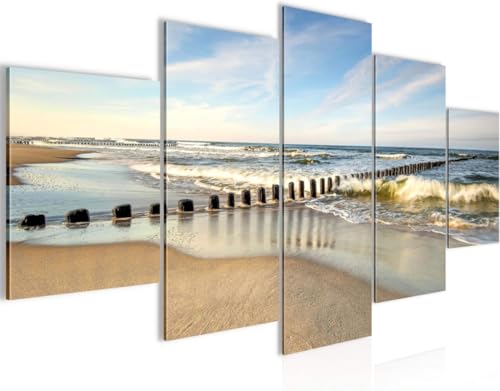 cyongshan Leinwand Kunst Wandmalerei Kunst 3D-Druck Malerei Bild Dekorative Kunst 5 Stück Moderne Mikro-SprayStrand Wellenblick Poster Foto Wohnzimmer Schlafzimmer Dekoration40 x22 von cyongshan