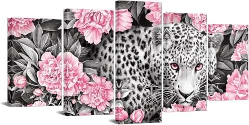 cyongshan Leinwand Kunst Wandmalerei Kunst 3D-Druck Malerei Bild Dekorative Kunst 5 Stück Moderne Mikro-SprayTiere Leopard Peony Poster Foto Wohnzimmer Schlafzimmer Dekoration40 x22 cyongshan Leinwand Kunst Wandmalerei Kunst 3D-Druck Malerei Bild Dekorative Kunst 5 Stück Moderne Mikro-SprayTiere Leopard Peony Poster Foto Wohnzimmer Schlafzimmer Dekoration40 x22 von cyongshan
