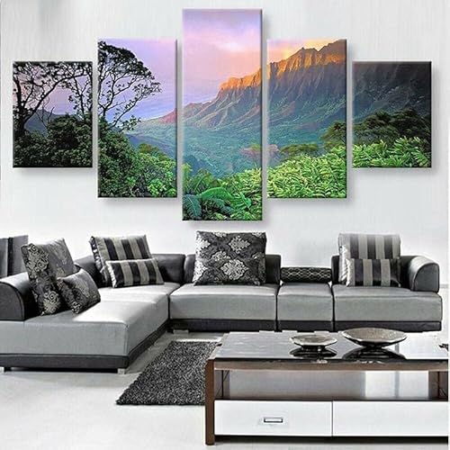 cyongshan Leinwand Kunst Wandmalerei Kunst3D-Druck Malerei Bild Dekorative Kunst5Stück Moderne Mikro-SprayBergblickPoster Foto Wohnzimmer Schlafzimmer Dekoration60 x40 Rahmen von cyongshan