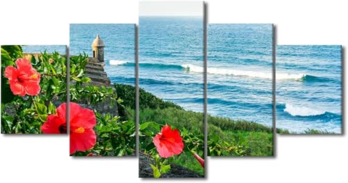 cyongshan Leinwand Kunst Wandmalerei Kunst3D-Druck Malerei Bild Dekorative Kunst5Stück Moderne Mikro-SprayBlumenwellenPoster Foto Wohnzimmer Schlafzimmer Dekoration60 x32 Rahmen von cyongshan