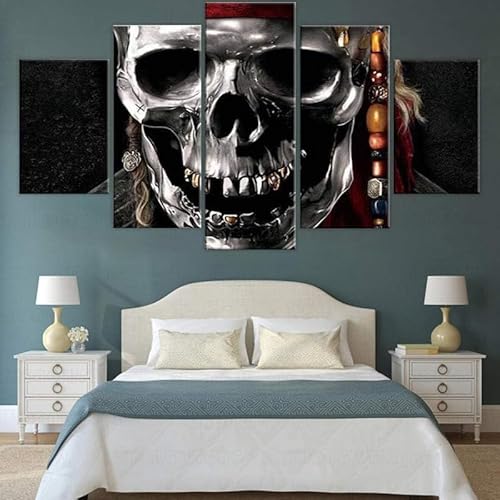 cyongshan Leinwand Kunst Wandmalerei Kunst3D-Druck Malerei Bild Dekorative Kunst5Stück Moderne Mikro-SprayHorror SchädelPoster Foto Wohnzimmer Schlafzimmer Dekoration60 x32 Rahmen von cyongshan
