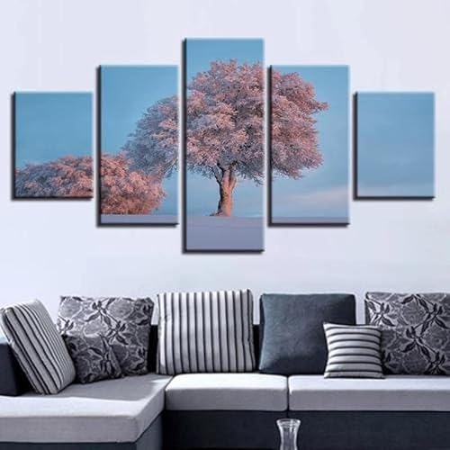 cyongshan Leinwand Kunst Wandmalerei Kunst3D-Druck Malerei Bild Dekorative Kunst5Stück Moderne Mikro-SprayMit rosa BäumenPoster Foto Wohnzimmer Schlafzimmer Dekoration40 x22 Rahmen cyongshan Leinwand Kunst Wandmalerei Kunst3D-Druck Malerei Bild Dekorative Kunst5Stück Moderne Mikro-SprayMit rosa BäumenPoster Foto Wohnzimmer Schlafzimmer Dekoration40 x22 Rahmen von cyongshan