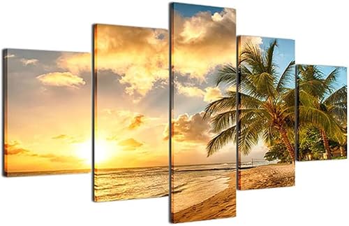 cyongshan Leinwand Kunst Wandmalerei Kunst3D-Druck Malerei Bild Dekorative Kunst5Stück Moderne Mikro-SprayPalmen Meer Sonnenuntergang Landschaft Poster Foto Wohnzimmer Schlafzimmer Dekoration40 x22 cyongshan Leinwand Kunst Wandmalerei Kunst3D-Druck Malerei Bild Dekorative Kunst5Stück Moderne Mikro-SprayPalmen Meer Sonnenuntergang Landschaft Poster Foto Wohnzimmer Schlafzimmer Dekoration40 x22 von cyongshan
