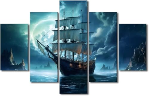 cyongshan Leinwand Kunst Wandmalerei Kunst3D-Druck Malerei Bild Dekorative Kunst5Stück Moderne Mikro-SpraySegelboot NachtblickPoster Foto Wohnzimmer Schlafzimmer Dekoration60 x40 Rahmen cyongshan Leinwand Kunst Wandmalerei Kunst3D-Druck Malerei Bild Dekorative Kunst5Stück Moderne Mikro-SpraySegelboot NachtblickPoster Foto Wohnzimmer Schlafzimmer Dekoration60 x40 Rahmen von cyongshan