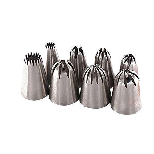 8 Teiliges Spritztüllen Set Torten Dekoration Set Edelstahldüsen Russische Spritztüllen Set Backzubehör für DIY Kuchen, Cupcakes, Kekse, Dessert von cypressen