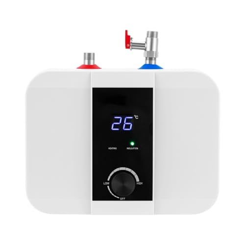 Czyurachel Durchlauferhitzer küche, 1500 W 220 V Mini Durchlauferhitzer, 6 L Untertischgerät, LED-Anzeige und Temperaturregler, IPX4 Wasserdichtigkeit von czyuRachel