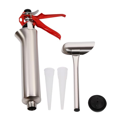 Czyurachel Mörtelpistole Edelstahl-Mörtel-Spritzpistole, Fugenspritze mit 1 Winkeldüse, 1 Schlitzdüse, 1 Ersatzkolben und Metall-Fülllöffel, 1 Gerade Düse, Handmörtelpumpe für Ziegelspitzen und Fliese von czyuRachel