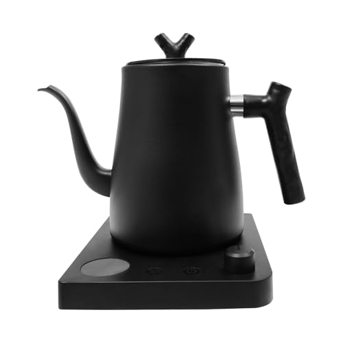 Czyurachel Wasserkocher mit Temperatureinstellung(40 °C–100 °C), 1 L Wasserkocher Edelstahl, 1000 W Kettle mit LED-Anzeigebildschirm, Temperaturanzeige, Schwarz Kessel für Kochendes Wasser, Kaffee von czyuRachel