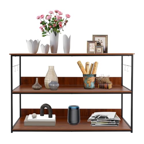 czyuRachel Bücherregal, Leiterregal, 3 Ebenen Standregal, Querlatte Regal, Multifunktional Tischregal für Wohnzimmer, Schlafzimmer, Arbeitszimmer, 120 x 40 x 80cm, Walnussfarbe von czyuRachel