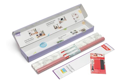 d-c-fix Möbel-Klebefolie Kreativ-Kit für Ikea Hemnes Kommode - 2x Marmor Marmi grau, 1x Uni seidenmatt ash rose (je 67,5cm x 2m) von d-c-fix