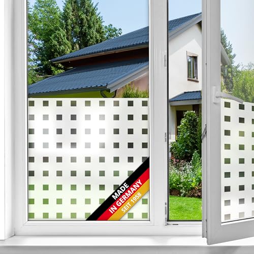 d-c-fix Fensterfolie static Premium Caree UV Sichtschutz beidseitig blickdicht statisch selbsthaftend Folie für Bad-Fenster, Küche, Glastür Milchglasfolie Sichtschutzfolie Glasfolie 90 cm x 1,5 m von d-c-fix