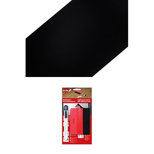 d-c-fix Bundle Klebefolie Schwarz Velours Samt-Stoff 45 cm x 5 m - Möbelfolie selbstklebende Deko-Folie Filz Bezug & Verarbeitungsset mit Rakel und Schneidemesser von d-c-fix