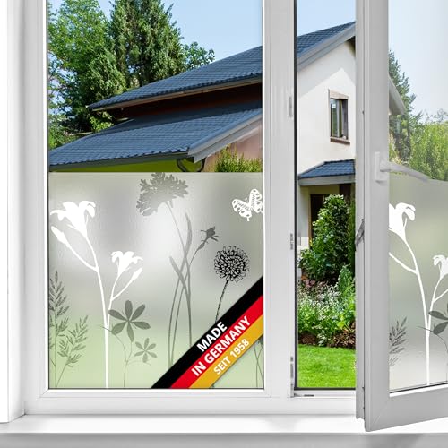 d-c-fix Fensterfolie static Premium Blossom UV Sichtschutz beidseitig blickdicht statisch selbsthaftend Folie für Bad-Fenster, Küche, Glastür Milchglasfolie Sichtschutzfolie Glasfolie 45 cm x 1,5 m von d-c-fix